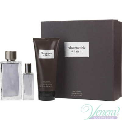 Abercrombie & Fitch First Instinct Set (EDT 100ml + EDT 15ml+ Hair & Body Wash 200ml) pentru Bărbați Seturi