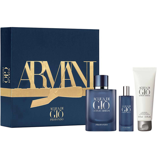 Armani Acqua Di Gio Profondo Set (EDP 75ml + EDP 15ml + SG 75ml) pentru Bărbați