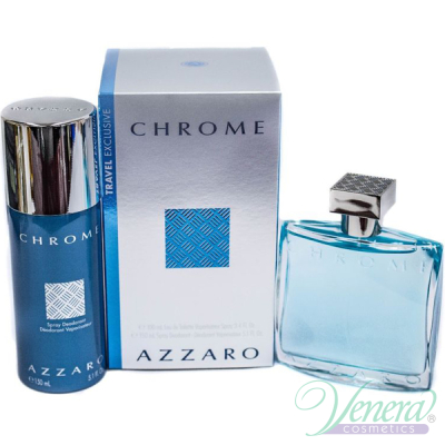 Azzaro Chrome Set (EDT 100ml + Deo Spray 150ml) pentru Bărbați Produse pentru îngrijirea tenului și a corpului