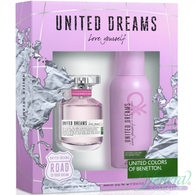 Benetton United Dreams Love Yourself Set (EDT 80ml + Deo Spray 150ml) pentru Femei Seturi Cadou