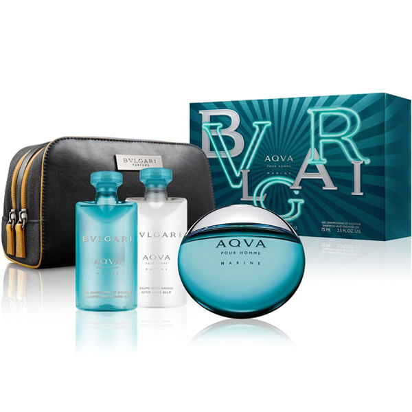 Bvlgari Aqva Pour Homme Marine Set (EDT 100ml + AS Balm 75ml + SG 75ml + Bag) pentru Bărbați