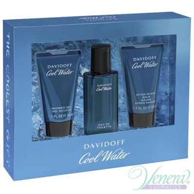 Davidoff Cool Water Set (EDT 40ml + AS Balm 50ml + SG 50ml) pentru Bărbați Men's Gift Sets