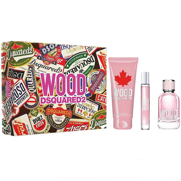 Dsquared2 Wood for Her Set (EDT 100ml + EDT 10ml + SG 150ml) pentru Femei