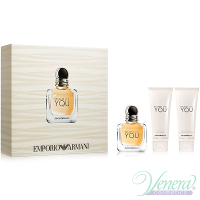 Emporio Armani Because It's You Set (EDP 50ml + SG 75ml + BL 75ml) pentru Femei Women's Gift sets