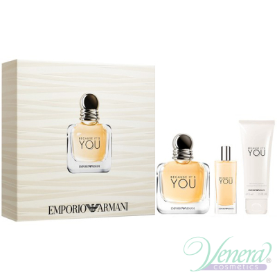 Emporio Armani Because It's You Set (EDP 100ml + EDP 15ml + BL 75ml) pentru Femei Women's Gift sets