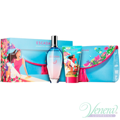 Escada Sorbetto Rosso Set (EDT 100ml + BL 150ml + Cosmetic Bag) pentru Femei Women's Gift sets