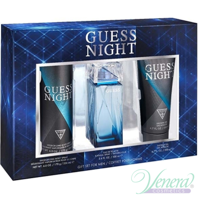 Guess Night Set (EDT 100ml + Shower Gel 200ml + Deo Spray 226ml) pentru Bărbați Seturi