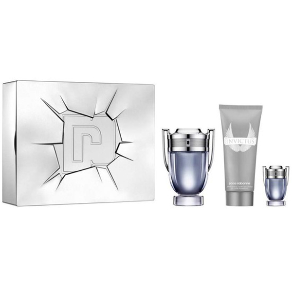 Paco Rabanne Invictus Set (EDT 100ml + EDT 5ml + SG 100ml) pentru Bărbați