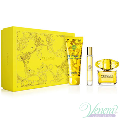 Versace Yellow Diamond Set (EDT 90ml + EDT Roll On 10ml + SG 150ml) pentru Femei Women's Gift Sets
