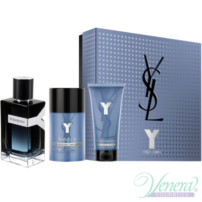 YSL Y Eau de Parfum Set (EDP 100ml + SG 50ml + Deo Stick 75ml) pentru Bărbați Seturi