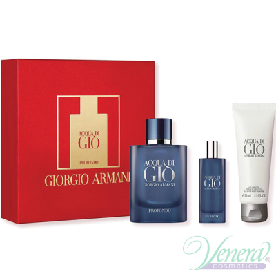 Armani Acqua Di Gio Profondo Set (EDP 75ml + EDP 15ml + SG 75ml) pentru Bărbați Parfumuri pentru Bărbați
