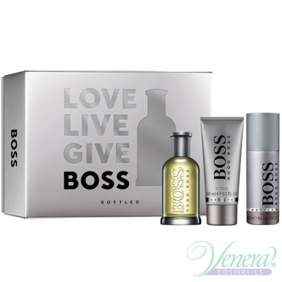 Boss Bottled Set (EDT 100ml + Deo Spray 150ml + SG 100ml) pentru Bărbați Men's Gift Sets