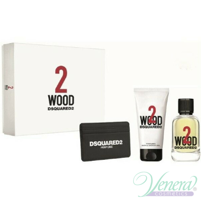 Dsquared2 2 Wood Set (EDT 100ml + SG 100ml + Card Holder) pentru Bărbați și Femei Seturi