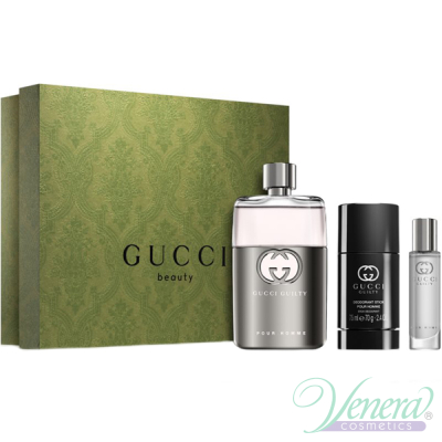 Gucci Guilty Pour Homme Set (EDT 90ml + Deo Stick 75ml + EDT 15ml) pentru Bărbați Seturi