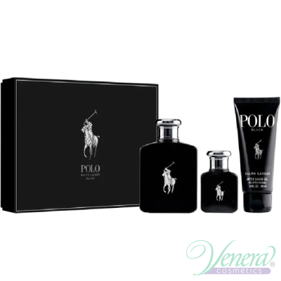 Ralph Lauren Polo Black Set (EDT 125ml + EDT 40ml + H&B Wash 100ml) pentru Bărbați Seturi