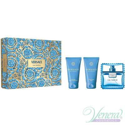 Versace Man Eau Fraiche Set (EDT 50ml + AS Balm 50ml + Shower Gel 50ml) for Men Sets