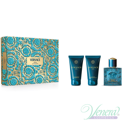 Versace Eros Eau de Parfum Set (EDP 50ml + AS Balm 50ml + SG 50ml) pentru Bărbați Seturi