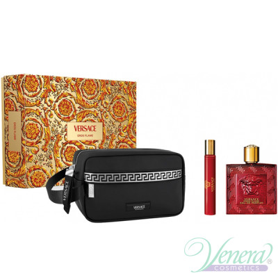 Versace Eros Flame Set (EDP 100ml + EDP 10ml + Trousse) pentru Bărbați Seturi