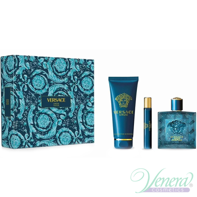 Versace Eros Parfum Set (Parfum 100ml + Parfum 10ml + SG 150ml) pentru Bărbați Seturi