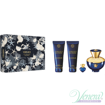 Versace Pour Femme Dylan Blue Set (EDP 100ml + EDP 5ml + BL 100ml + SG 100ml) pentru Femei Seturi