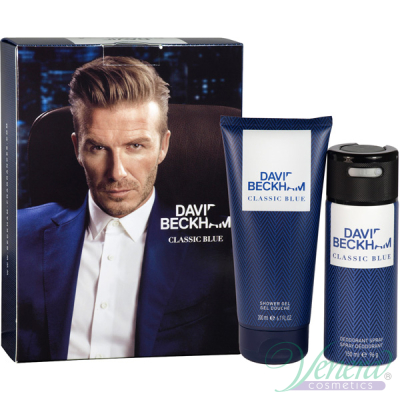 David Beckham Classic Blue Set (Deo Spray 150ml + SG 200ml) pentru Bărbați Sets
