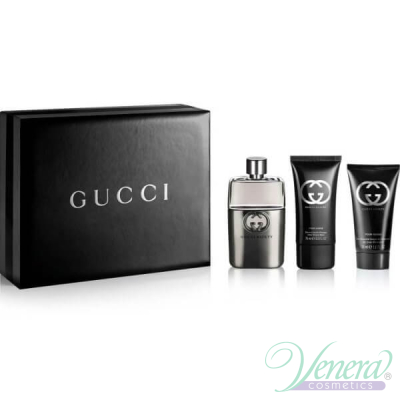 Gucci Guilty Pour Homme Set (EDT 90ml + After Shave Balm 50ml + SG 50ml) pentru Bărbați Sets