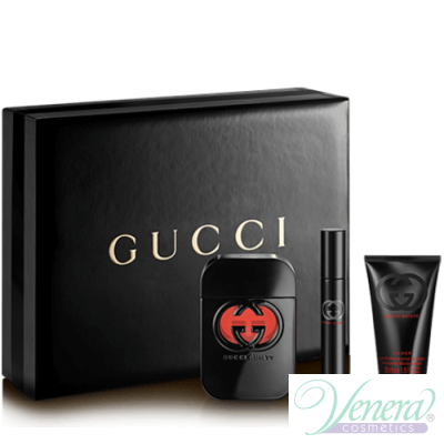 Gucci Guilty Black Pour Femme Set (EDT 75ml + EDT 7.4ml + BL 50ml)  for Women Sets