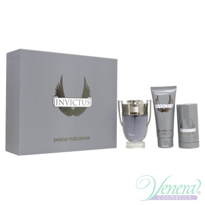 Paco Rabanne Invictus Set (EDT 100ml + AS Balm 100ml + Deo Stick 75ml) for Men Sets