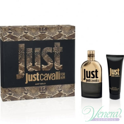 Roberto Cavalli Just Cavalli Gold Him Set (EDP 90ml + SG 75ml) pentru Bărbați Parfumuri pentru bărbați