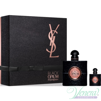 YSL Black Opium Set (EDP 50ml + EDP 7.5ml + Bag) pentru Femei Sets